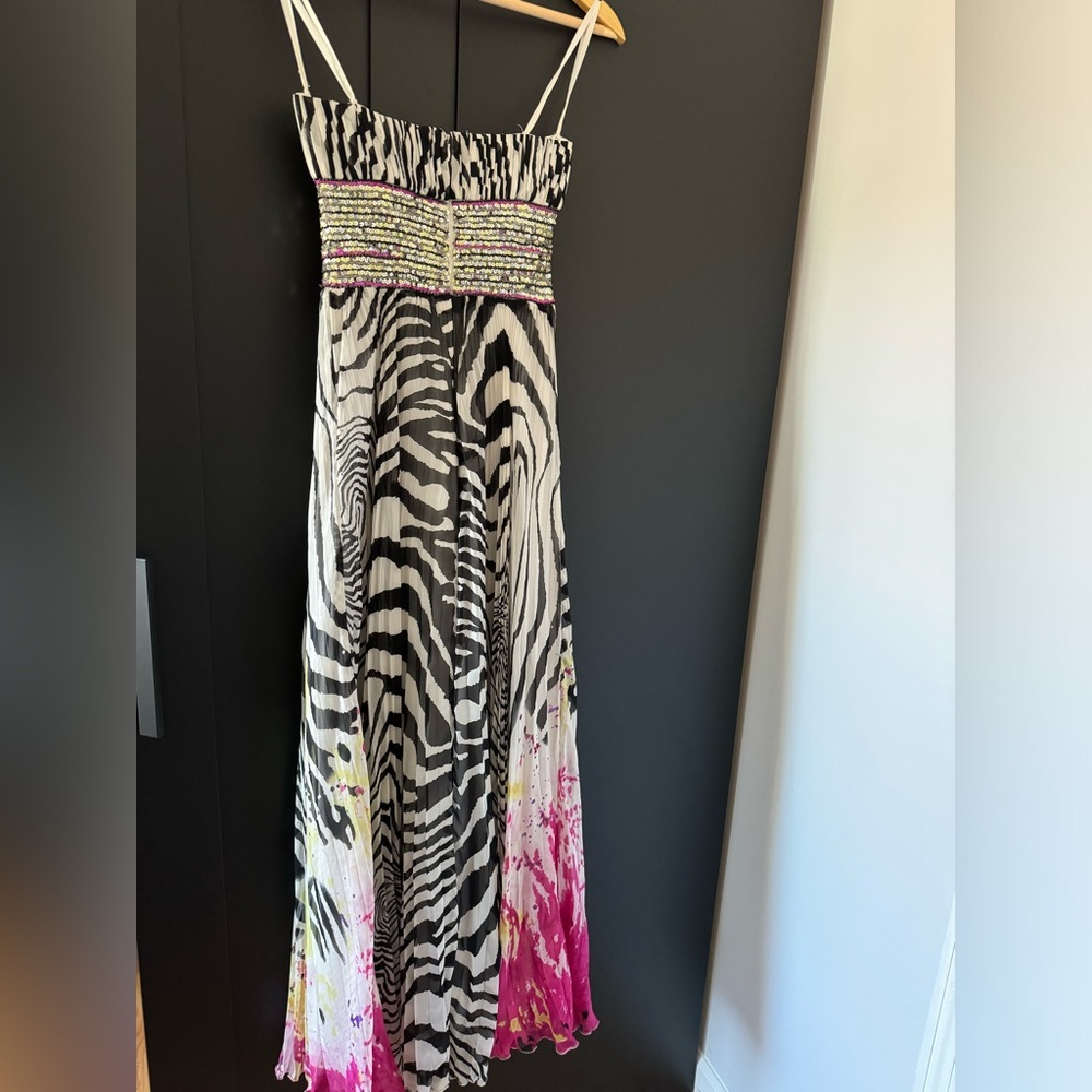 JOVANI vintage silk beaded animal print dress
